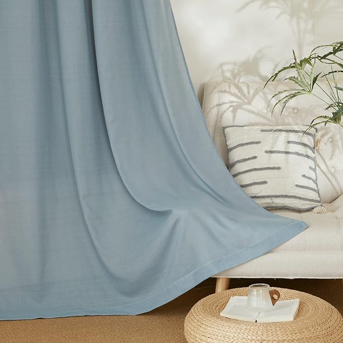 NICETOWN Thick Linen Blend Curtains Flax Textured