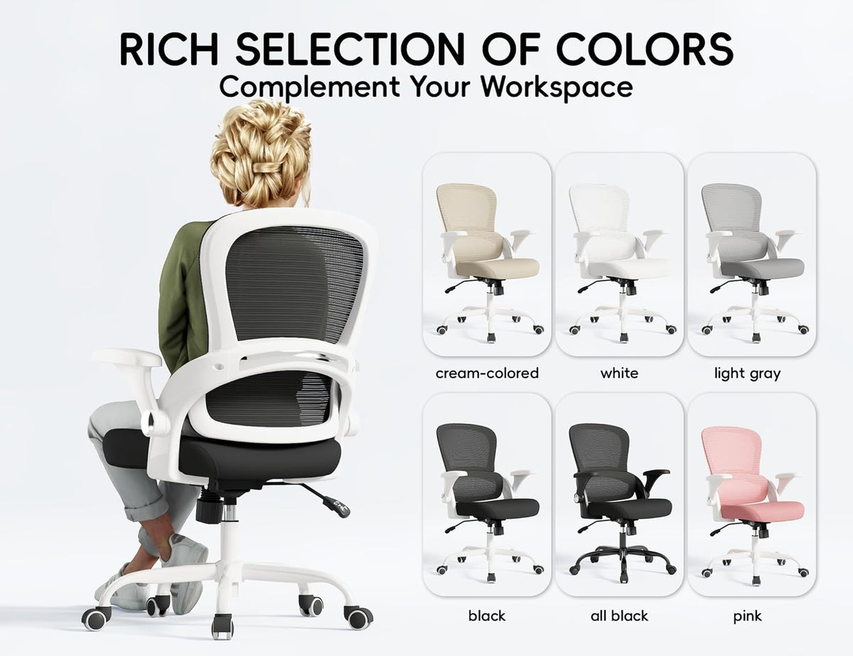 TRALT Beige Gaming Chair - Ergonomic Office Chair with Back Support, Home Office Desk Chairs, Computer Chair, 330lbs Wide Seat Big and Tall Office Chair for Professionals (White Black)