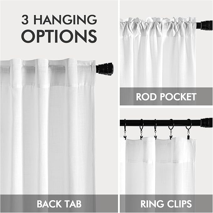 MIULEE White Linen Curtains 86 Inch Long 2 Panels
