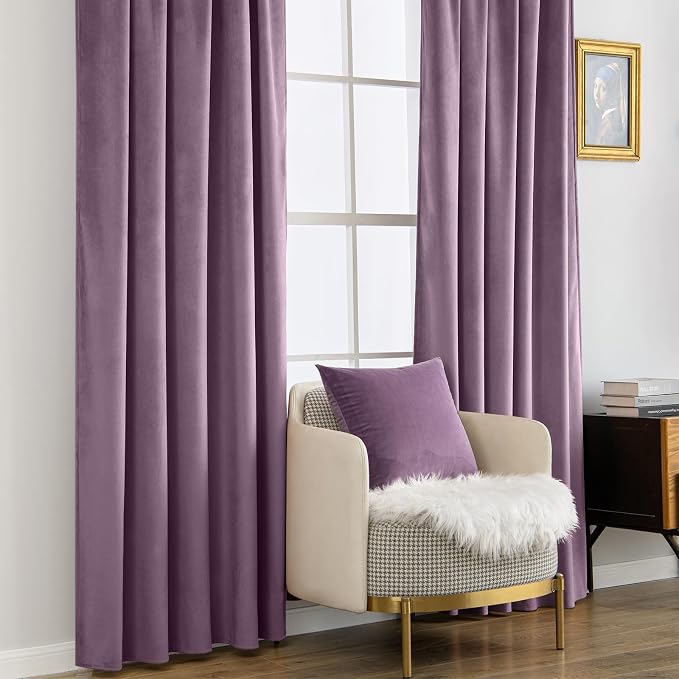 MIULEE Lavender Velvet Curtains 84 inches
