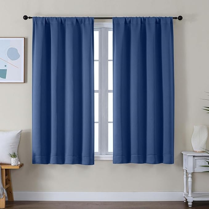 Simplebrand Ava Royal Blue Short Blackout Curtains