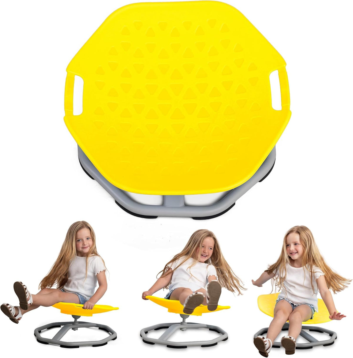 Special Supplies Spinning Chair for Kids- Versatile Kids Sit and Spin Sensory Chair for Training Body Coordination - Sensory Swivel Chair for Playroom, Bedroom, or Nursery (Yellow)