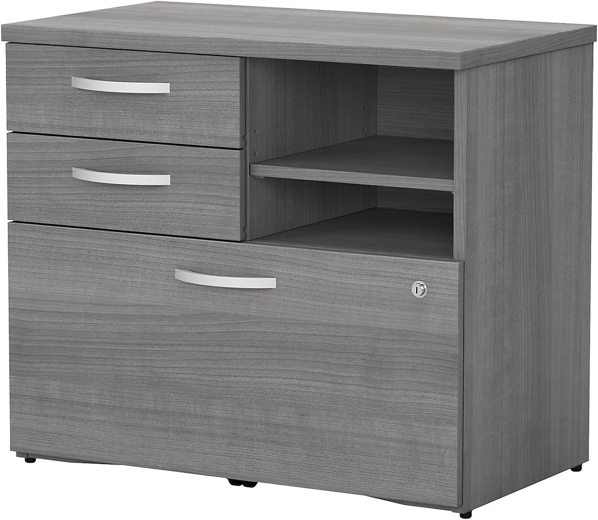 Bush Business Furniture Studio C Office Storage Cabinet with Drawers and Shelves in Platinum Gray, Organization for Home or Professional Workspace