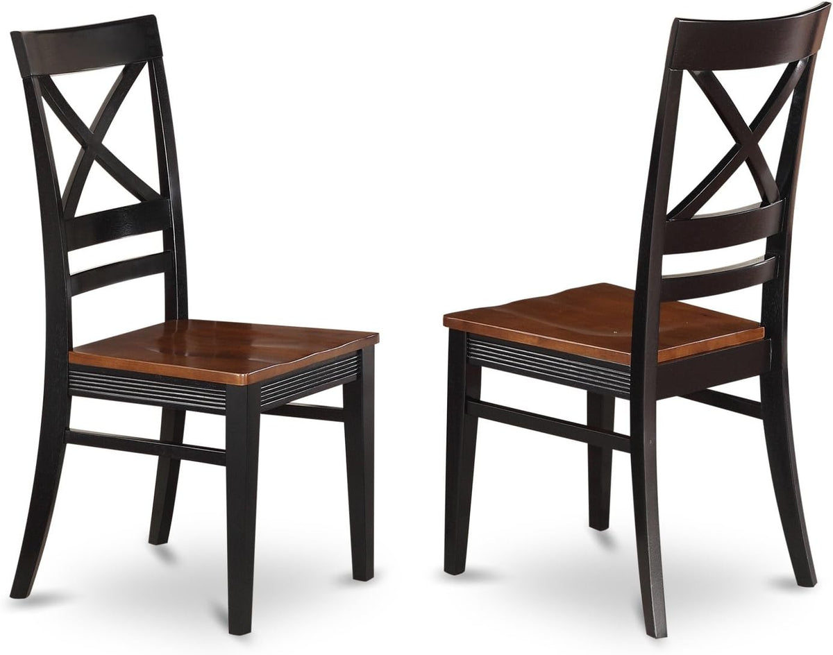 East West Furniture HLQU5-BCH-W 5 Piece Dining Room Furniture Set Includes a Round Kitchen Table with Pedestal and 4 Dining Chairs, 42x42 Inch, Black & Cherry