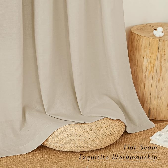 NICETOWN Rustic Linen 102 inch Long Curtains