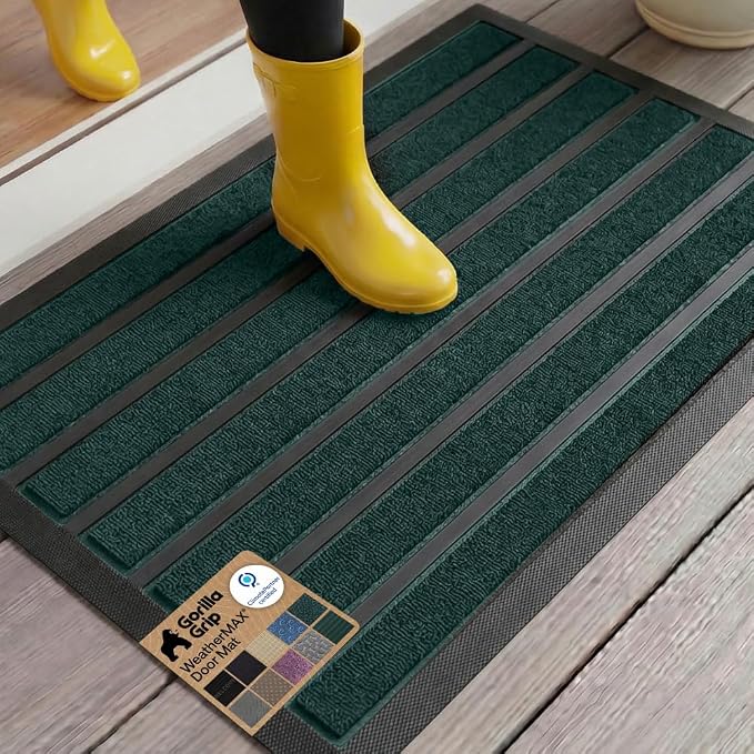 GORILLA GRIP 100% Waterproof All-Season WeatherMAX Doormat US Designed Natural