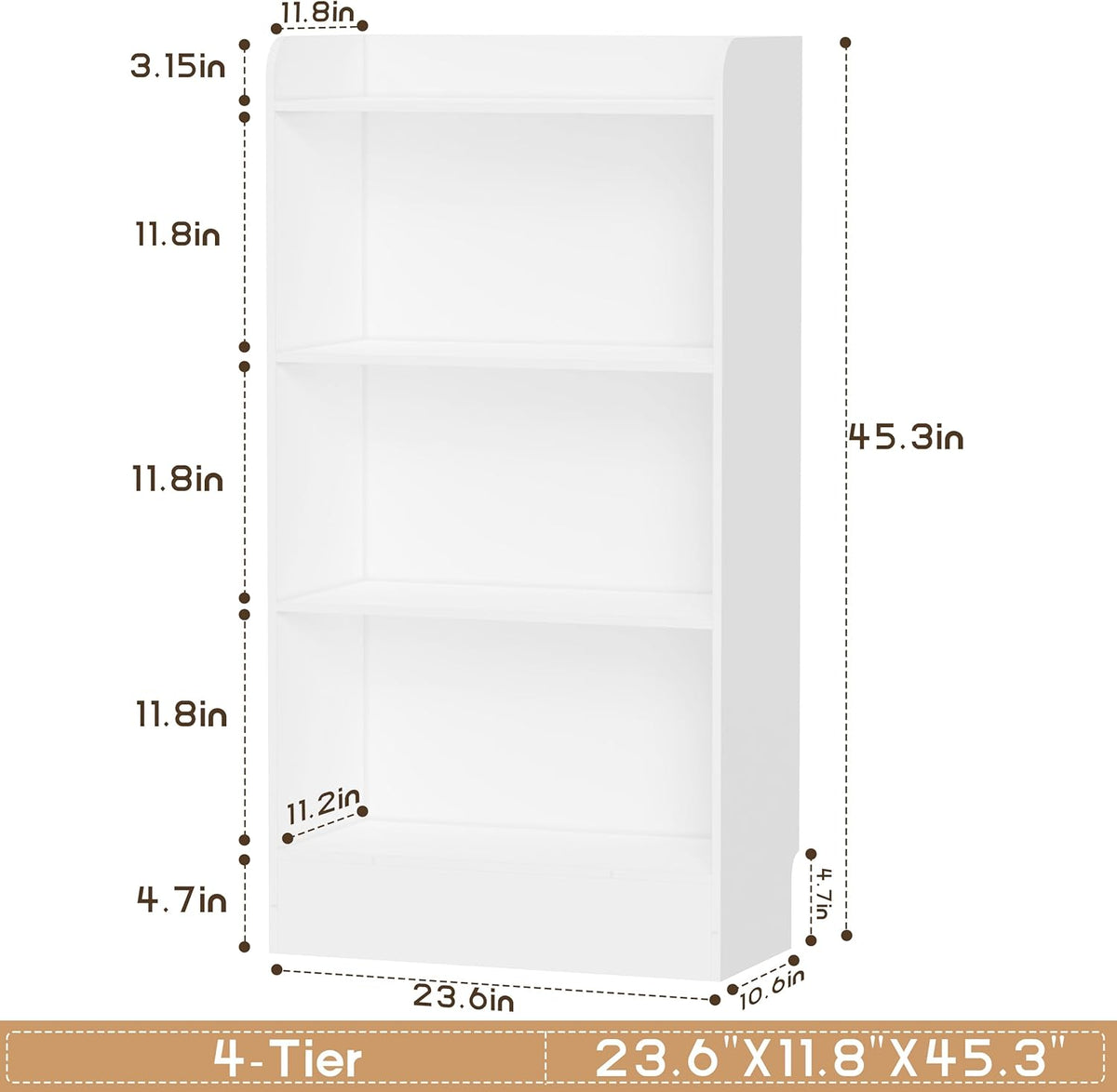 Lkeiyay Montessori Toy Shelf, 4-Tier Kids Storage Organizer,Kid Book Shlef -Ideal for Playroom, Nursery (White)