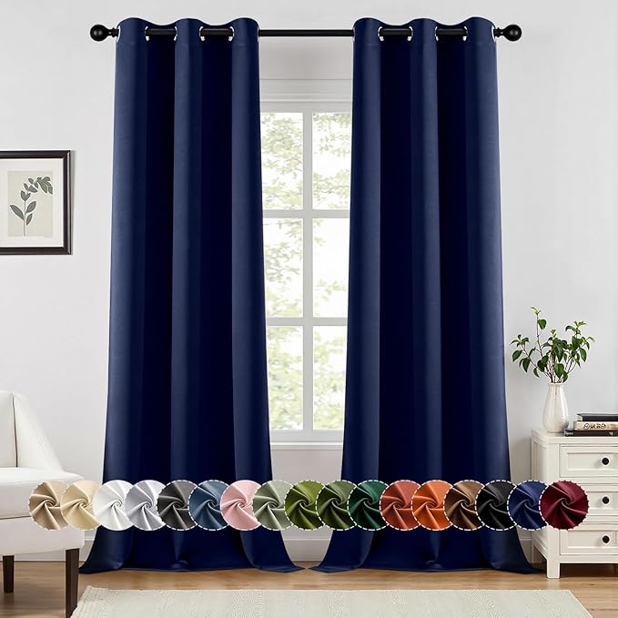 MIULEE Navy Blue Blackout Curtains