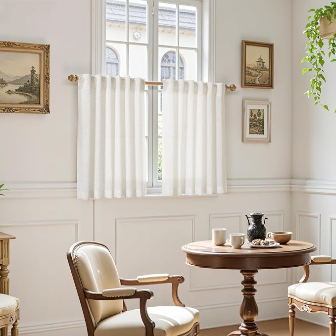Nanspring 30 Inch Long Cream Curtains