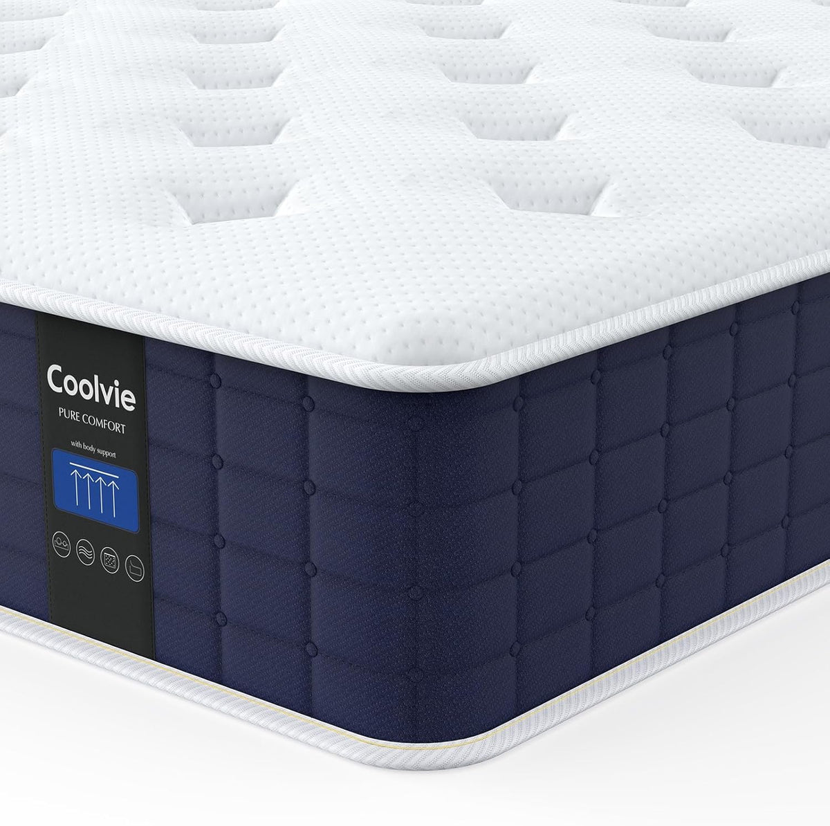 Coolvie Queen Mattress, 10 Inch Hybrid Mattress Queen Size, Individual Pocket Springs with Memory Foam, Bed in a Box, Cooler Sleep with Pressure Relief and Support