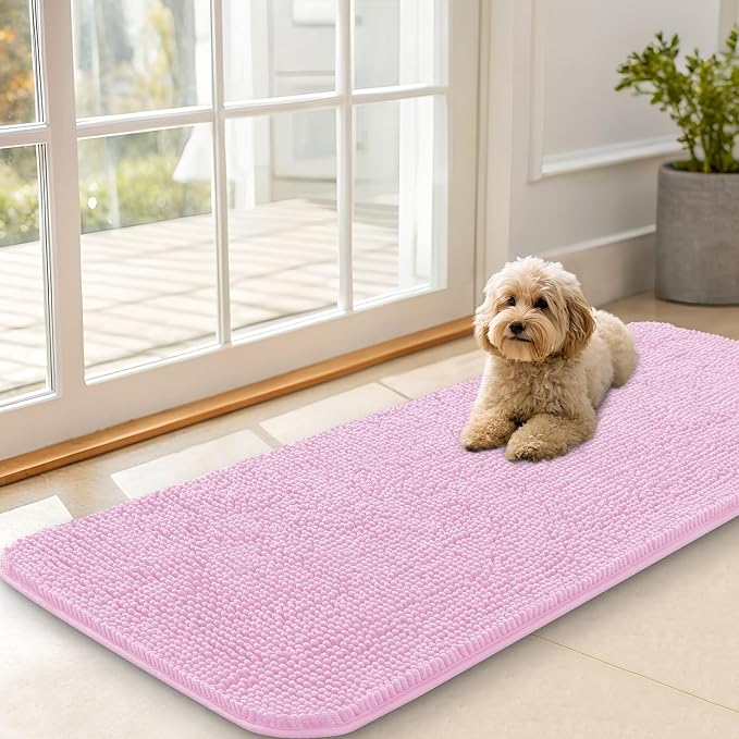 OLANLY Dog Door Mat for Muddy Paws 47x20, Absorbs Moisture and Dirt, Absorbent