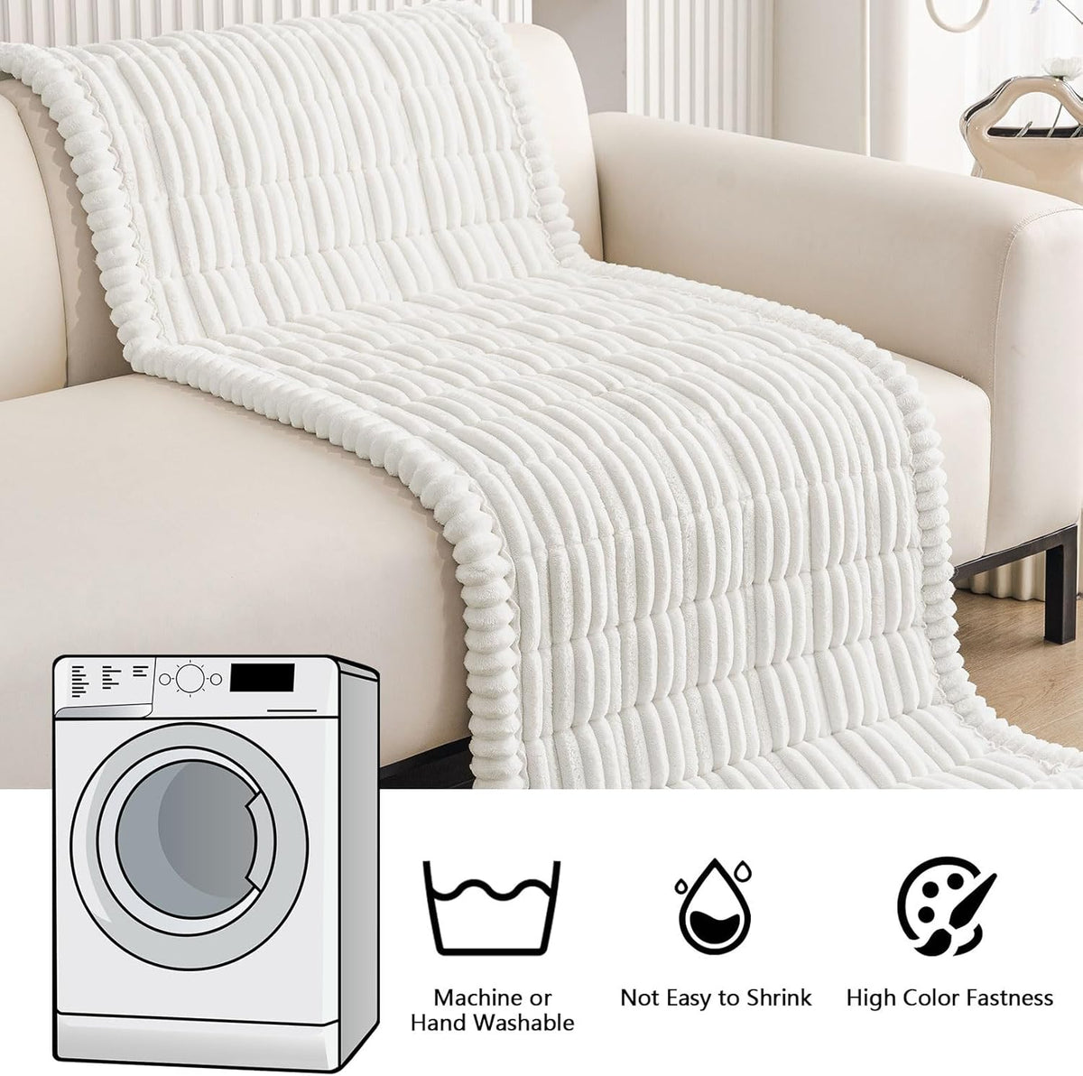 Smiry Couch Cover for Dogs Washable, Non Slip Fuzzy Pet Couch Covers for 3 Cushion Sofa Pet Friendly, Thick Soft Sofa Slipcovers Cushion Protector (White, 27.6" x 70.9")