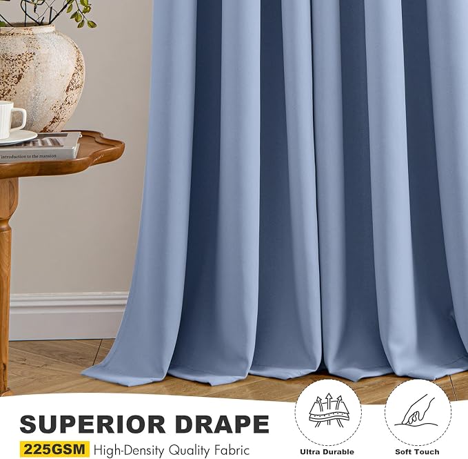 MIULEE Denim Blue Blackout Curtains