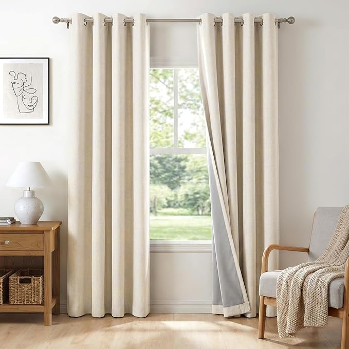100% Blackout Shield Linen Blackout Curtains