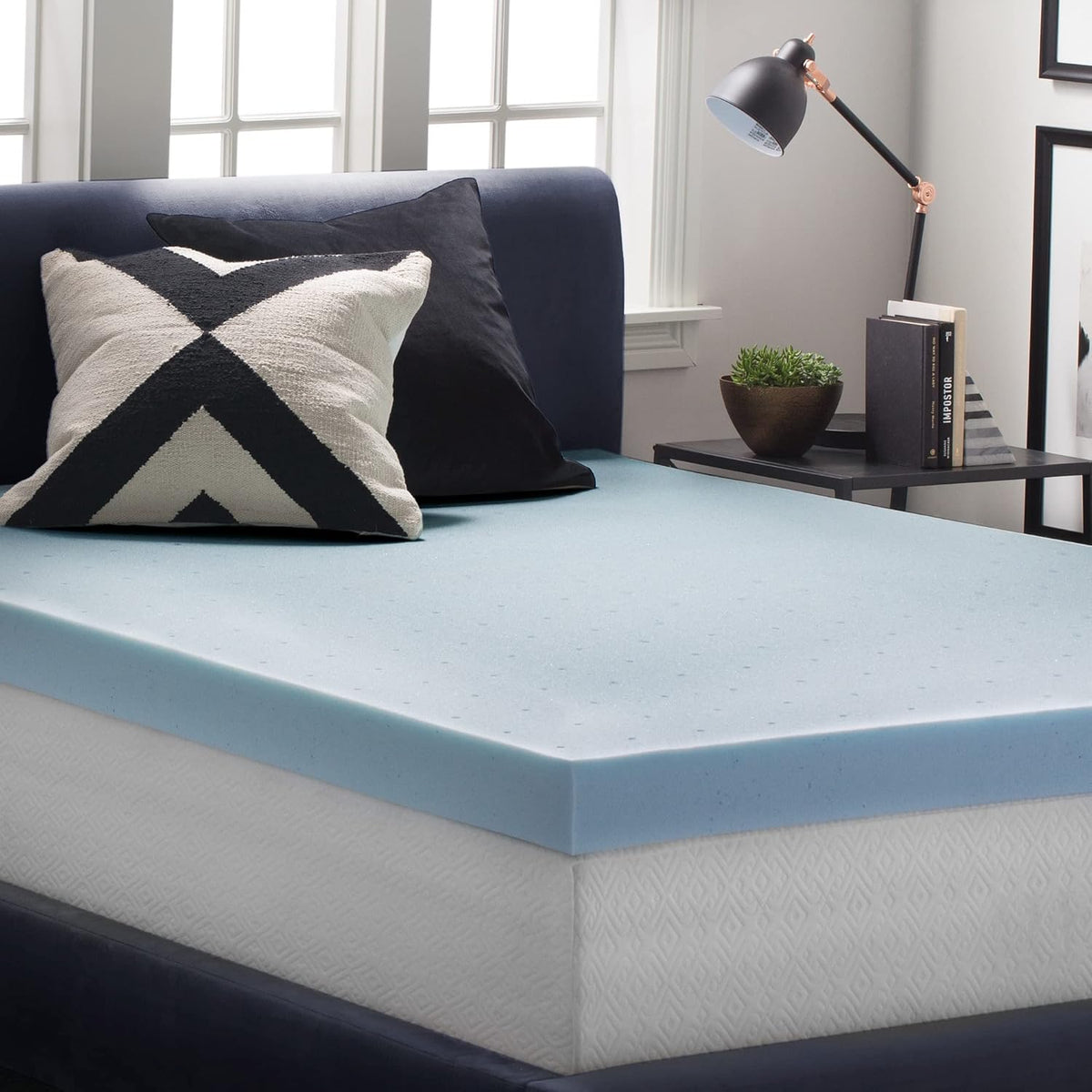 LUCID 4 Inch Gel Memory Foam Mattress Topper-Ventilated Design-Ultra Plush-King