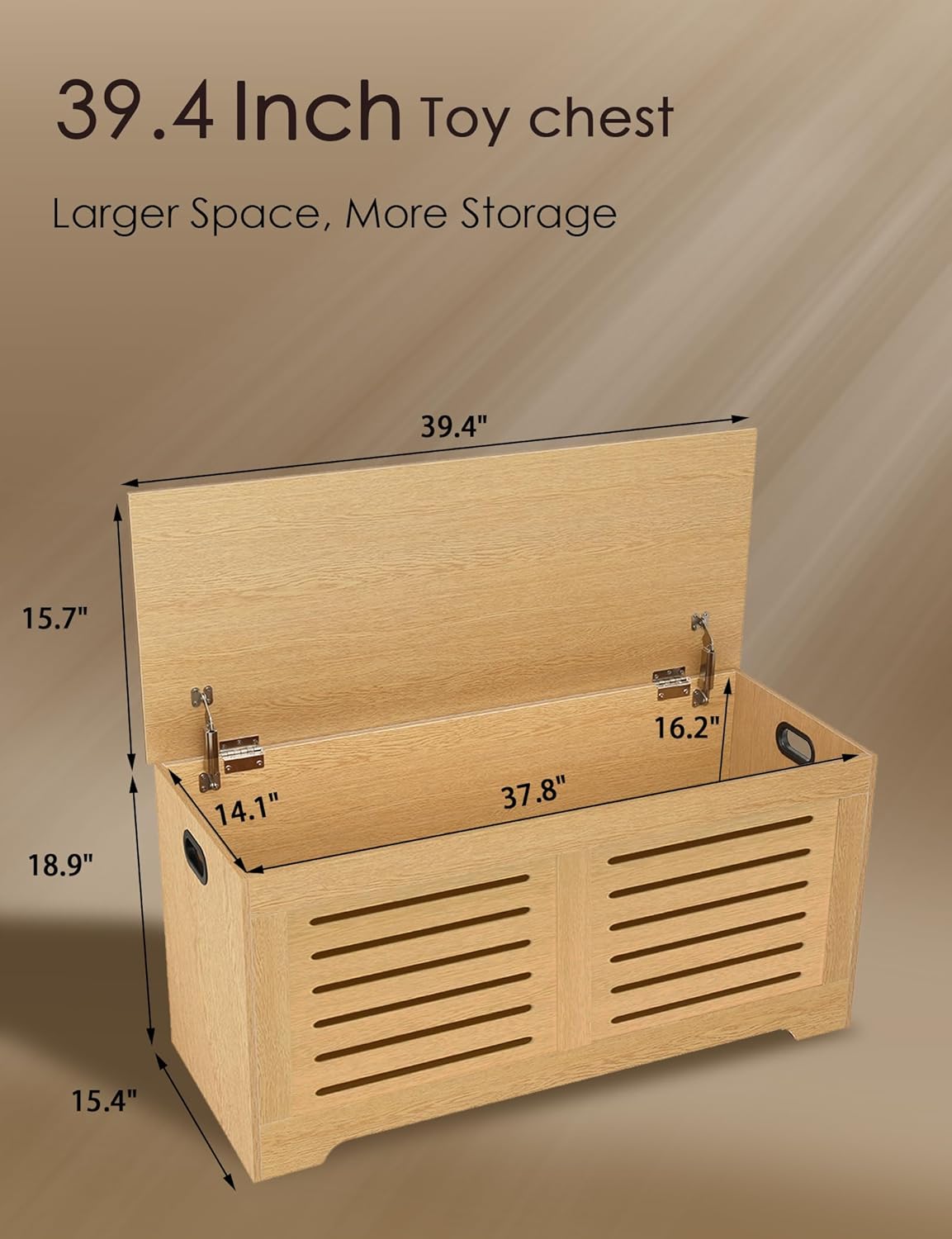 DINZI LVJ Storage Chest, 39.4”Wooden Storage Box with 2 Safety Hinges, Entryway Shoe Bench with Flip-Top, Farmhouse Style Trunk for Living Room, Bedroom, Play Room, Easy Assembly, Natural