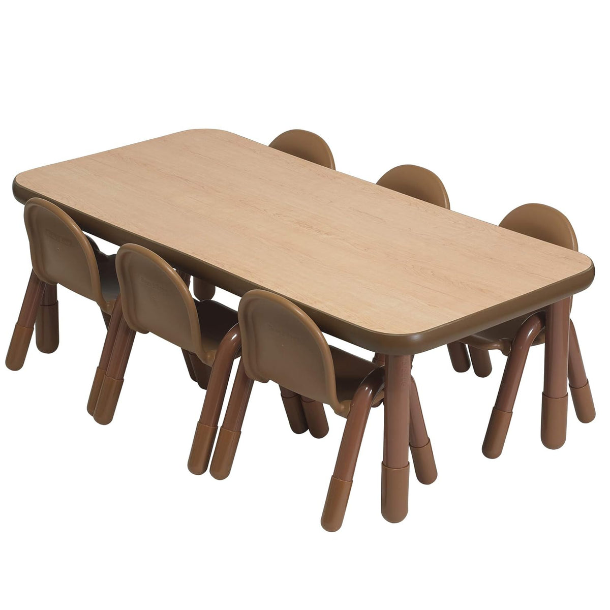 Children’s Factory Baseline Preschool 60" x 30" Rectangular Table & Chair Set - Natural Wood - AB74620NW1