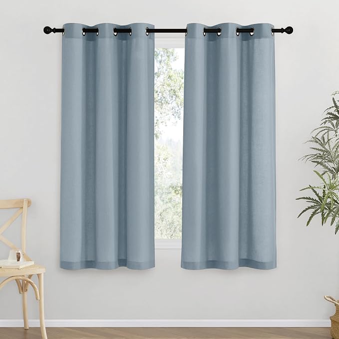 NICETOWN Thick Linen Blend Curtains Flax Textured