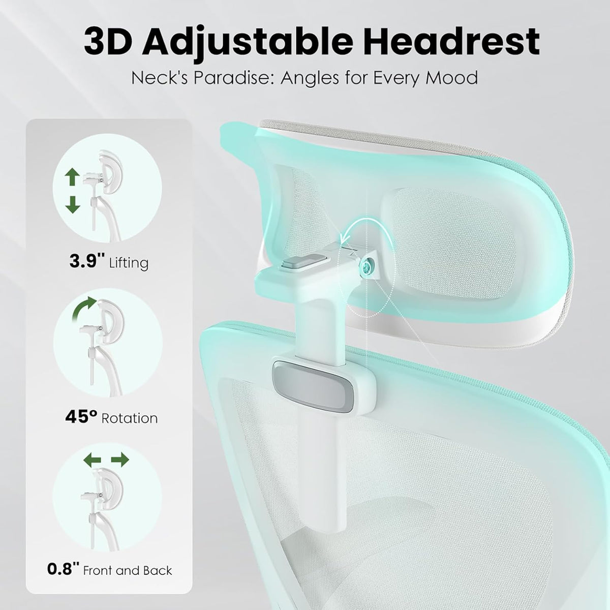 Ergonomic Office Chair, Comfy Home Office Chair High Back Computer Chair with Headrest, Adjustable Back Support, Flip-Up Arms, 90-120° Tilt and Wide Cushion, Up to 300lbs,White