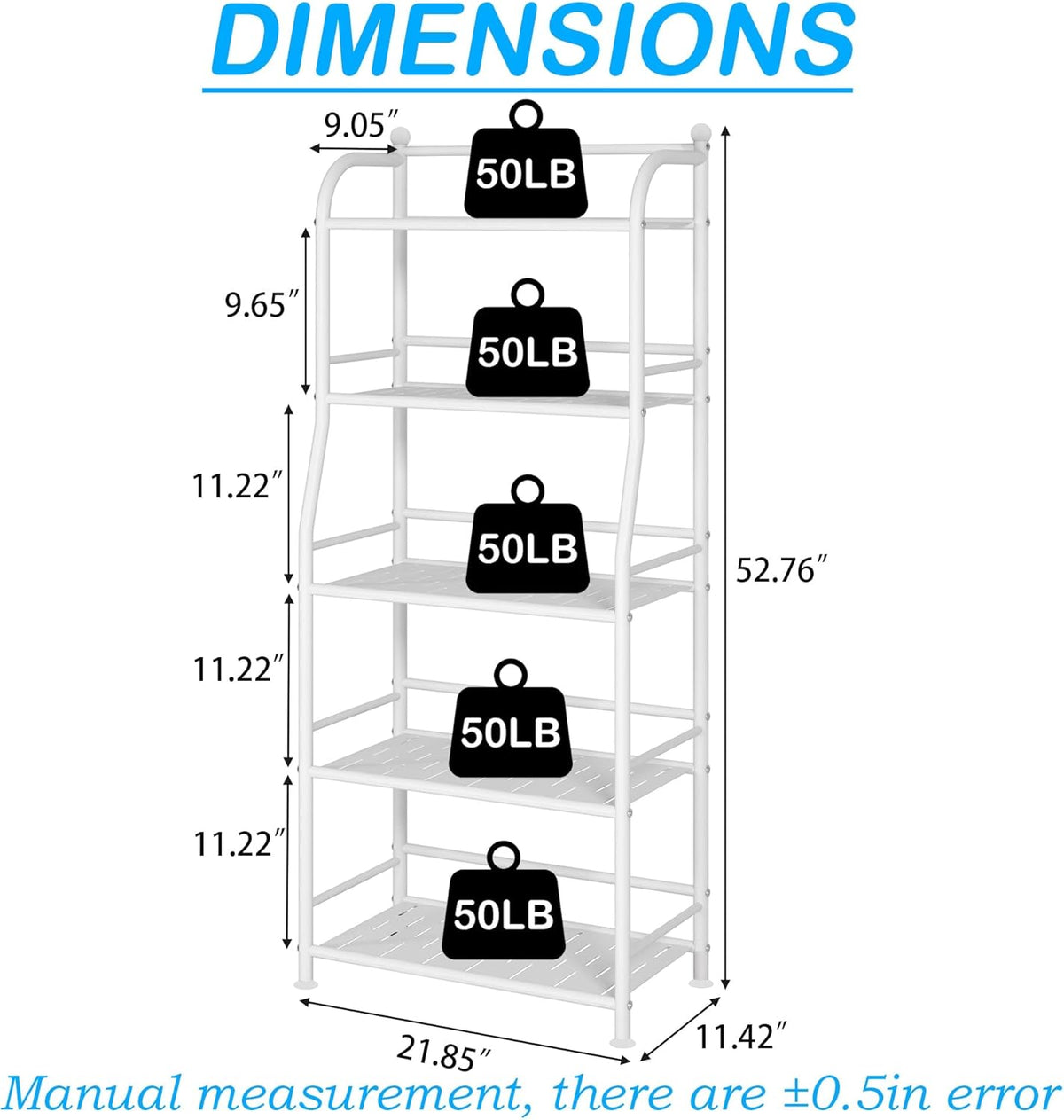 5 Tier Metal Shelf Storage Shelves Living Room Bookshelf Bathroom Corner Storage Rack for Kitchen,Indoor Plant Stand (Matte White, 5 Tier)