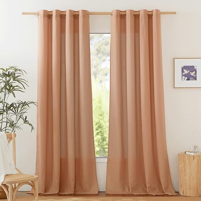 NICETOWN Rustic Linen 102 inch Long Curtains