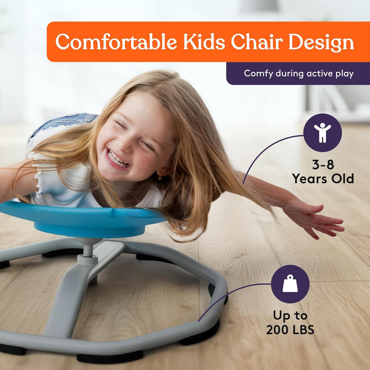 Special Supplies Spinning Chair for Kids- Versatile Kids Sit and Spin Sensory Chair for Training Body Coordination - Sensory Swivel Chair for Playroom, Bedroom, or Nursery (Blue)