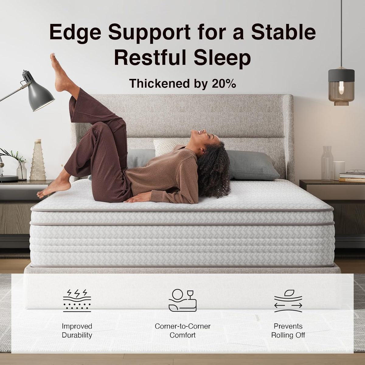 Novilla King Size Mattress, 14 Inch King Mattresses in a Box with Smarts™ Pocket Coil for Pressure Relief, Medium Firm Foam and Spring Hybrid Colchones with CertiPUR-US Certified