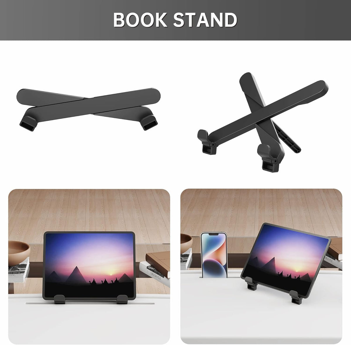Allpop X TV Tray Table, TV Dinner Tray for Eating, Large Adjustable Folding Laptop Table with Book Stand, Cup Holder & Tablet Slot on Couch & Bed with 6 Heights & 3 Tilt Angles, White