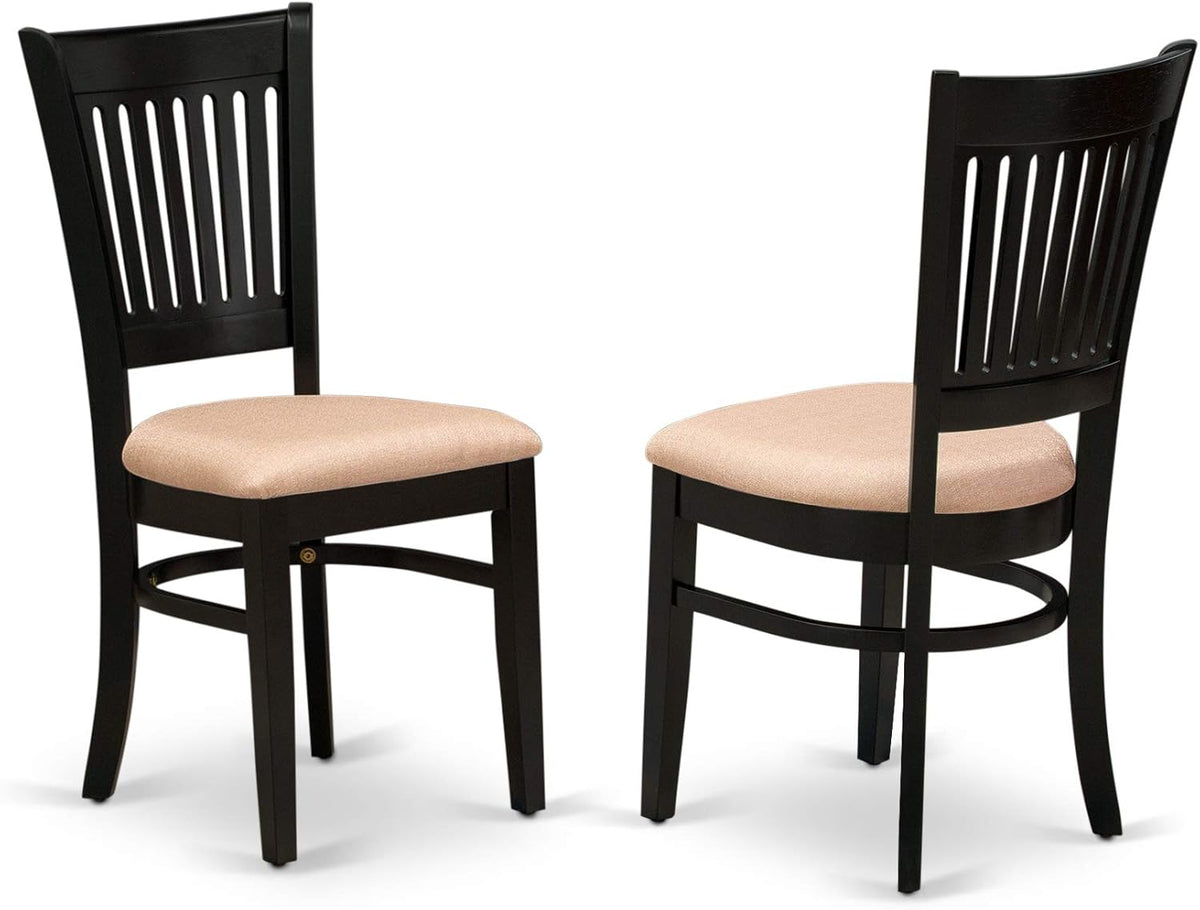 East West Furniture LGVA7-BLK-C 7 Piece Modern Dining Table Set Consist of a Rectangle Wooden Table with Butterfly Leaf and 6 Linen Fabric Kitchen Dining Chairs, 42x84 Inch, Black