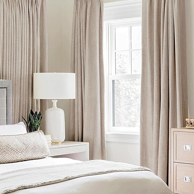MIULEE Linen Textured Curtains Solid 100% Blackout
