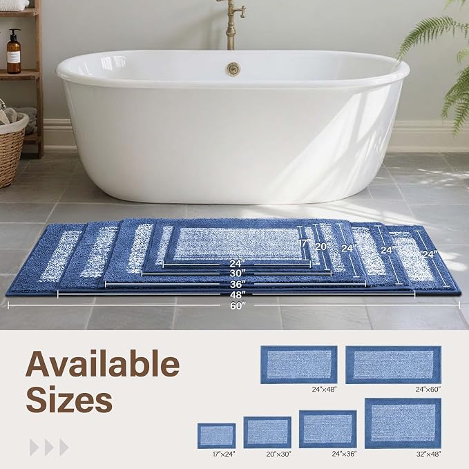 48x32 Large Bathroom Rugs Washable Non Slip, Soft Absorbent Quick Dry Mats