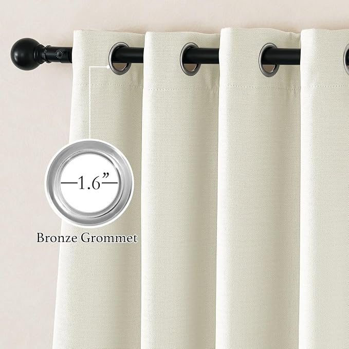 NICETOWN Faux Linen 100% Blackout Living Room Curtains 96 inches Long, W52 x L96