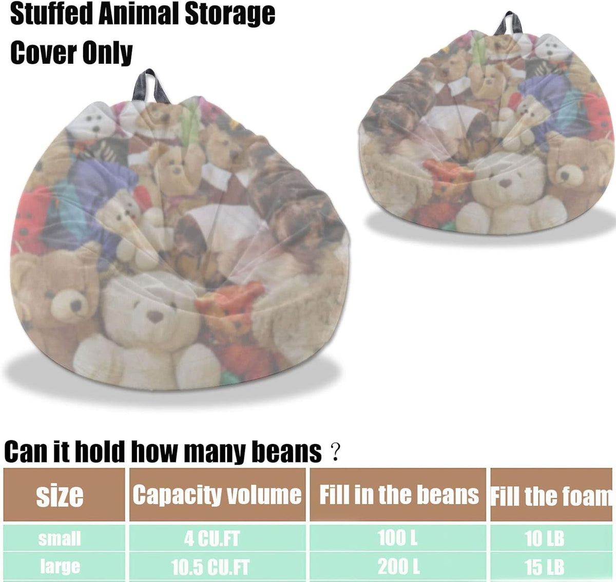 Stuffed Animal Storage Bean Bag Chair Cover - Washable Ultra Soft Corduroy Cover for Organizing Plush Toys or Textile, Sack Bean Bag for Adults, Teens