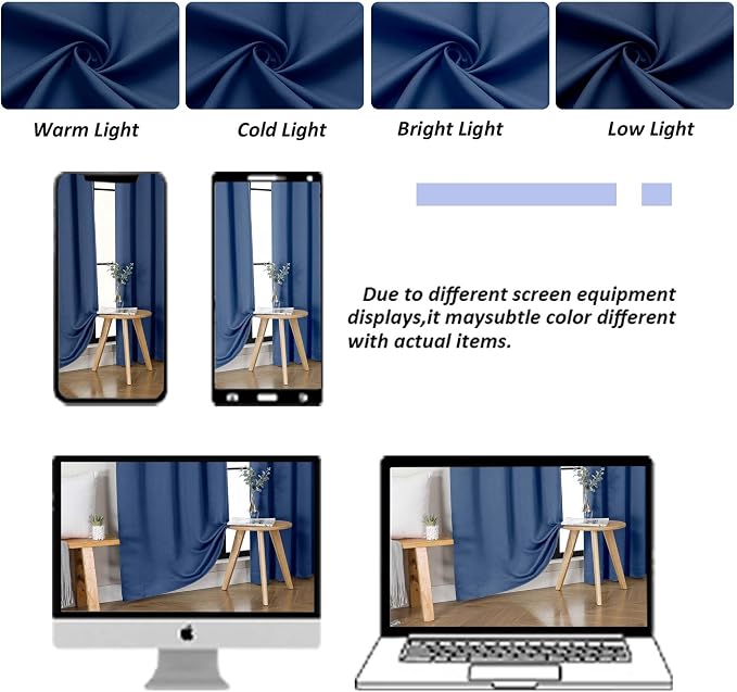 Simplebrand Ava Royal Blue Short Blackout Curtains