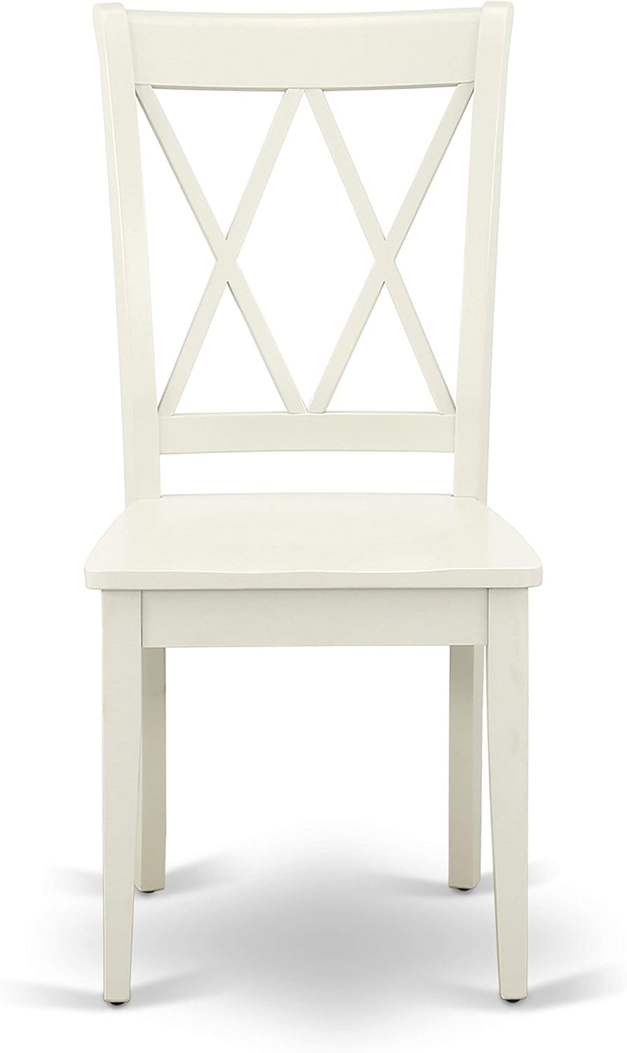 East West Furniture SHCL5-LWH-W 5 Piece Dining Table Set for 4 Includes a Round Kitchen Table with Pedestal and 4 Kitchen Dining Chairs, 42x42 Inch, Linen White