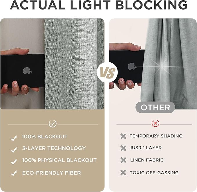 Joydeco Linen Blackout Curtains