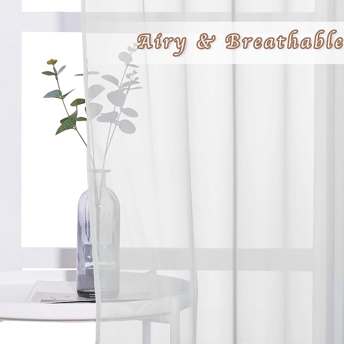 NICETOWN Bedroom Sheer Curtains Light Gray