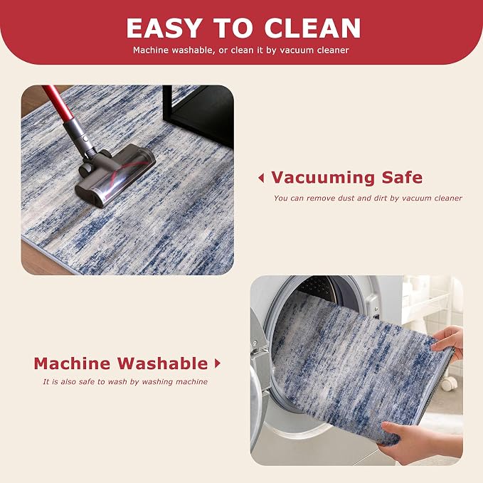 KOZYFLY Modern Abstract Washable Long Rug Runner 2.6x18 Hallway Rug Runner
