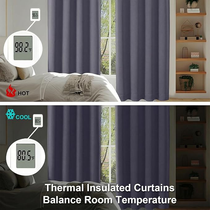 Simplebrand Ava Greyish Purple Blackout Curtains