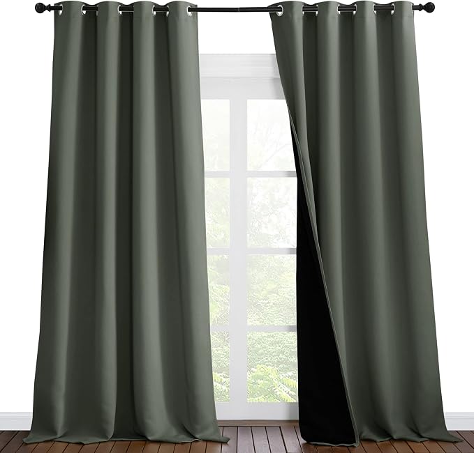 NICETOWN Full Shading Curtains for Windows, Super Heavy-Duty Black Lined