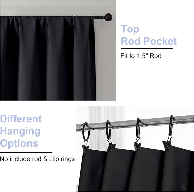 Simplebrand Ava Black Blackout Curtains