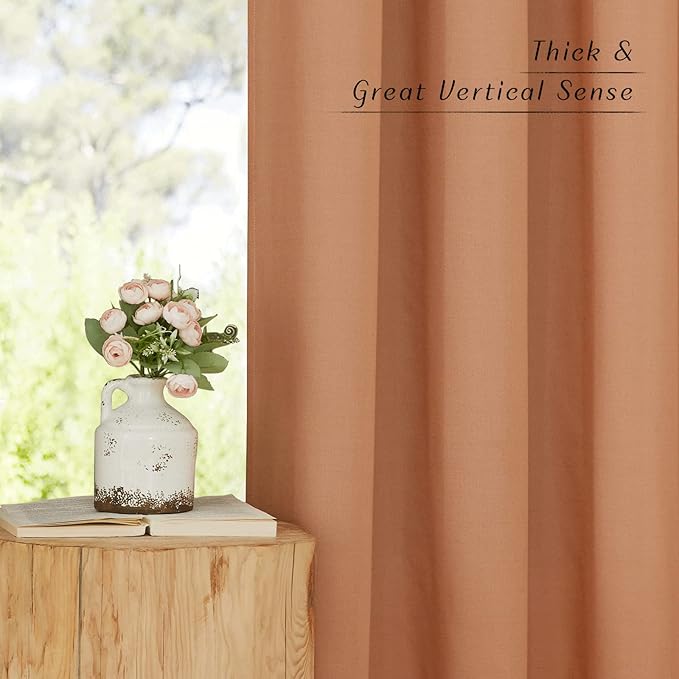 NICETOWN Rustic Linen 144 inch Long Curtains