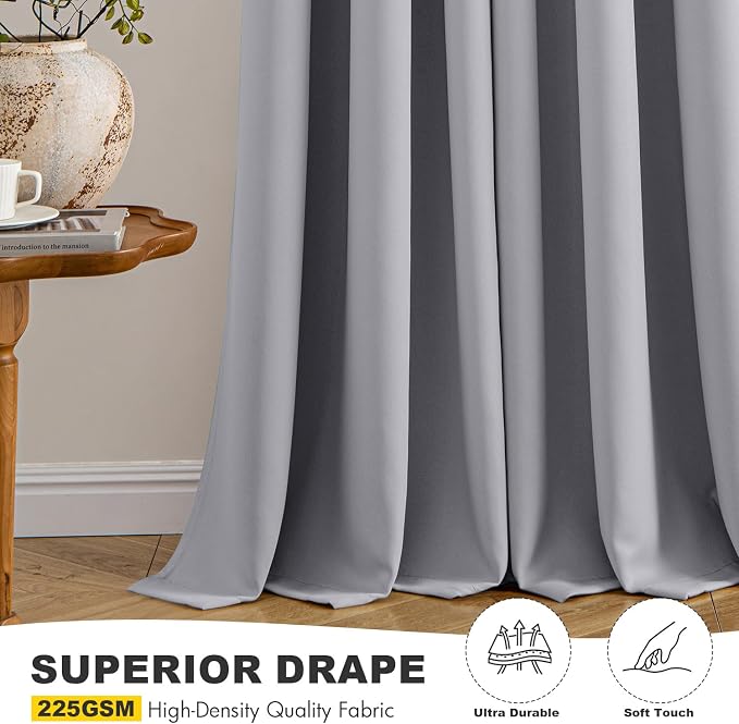 MIULEE Light Grey Blackout Curtains
