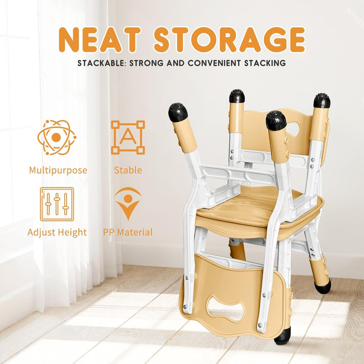 Kids Chair Adjustable Height Children Chairs Suitable for Children Age 2-8 with Foot Covers for Home Classroom Kindergarten and Children's venues Two-Pack
