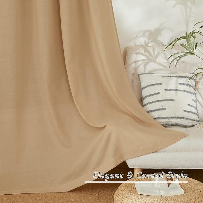 NICETOWN Semi Sheer Linen Burlap Curtains