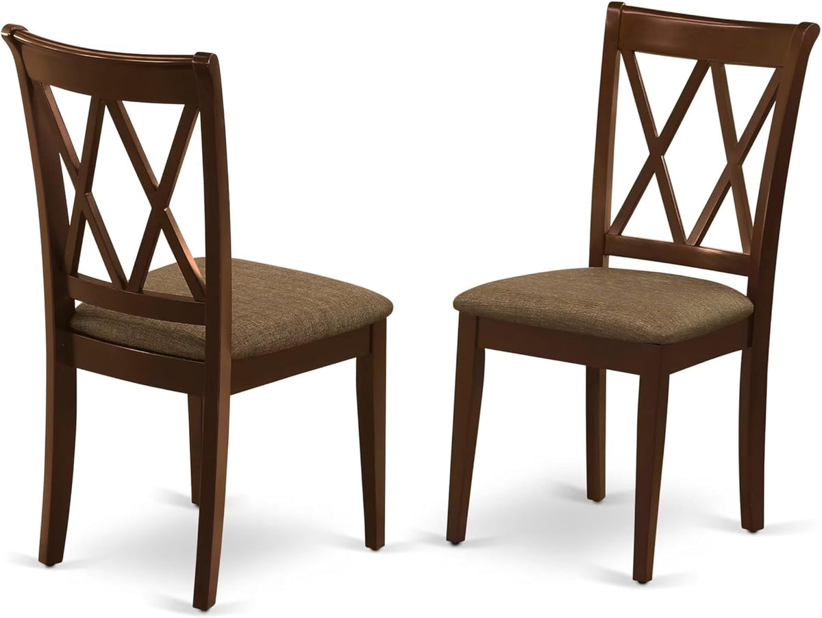 East West Furniture DUCL7-MAH-C 7 Piece Dining Set Consist of a Rectangle Dinner Table and 6 Linen Fabric Kitchen Dining Chairs, 36x60 Inch, Mahogany