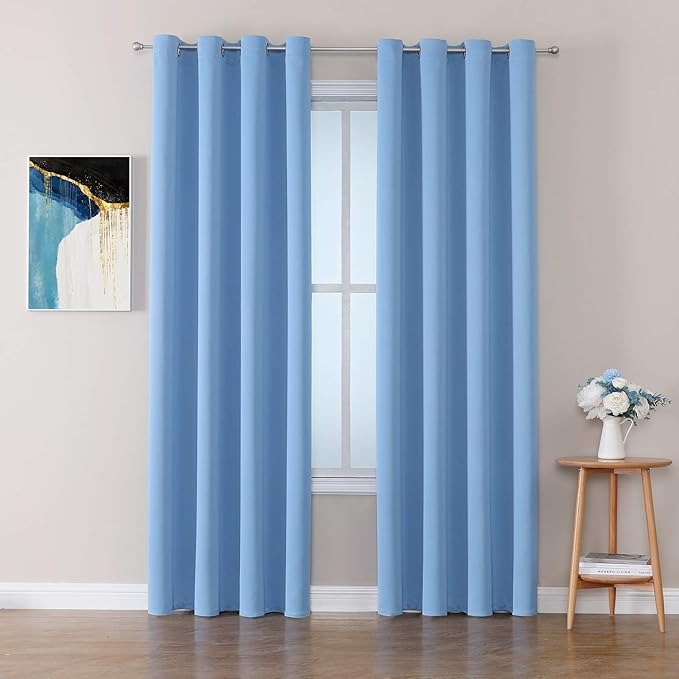 ChrisDowa Room Darkening Curtains 80 Inches Long 2 Panels Set
