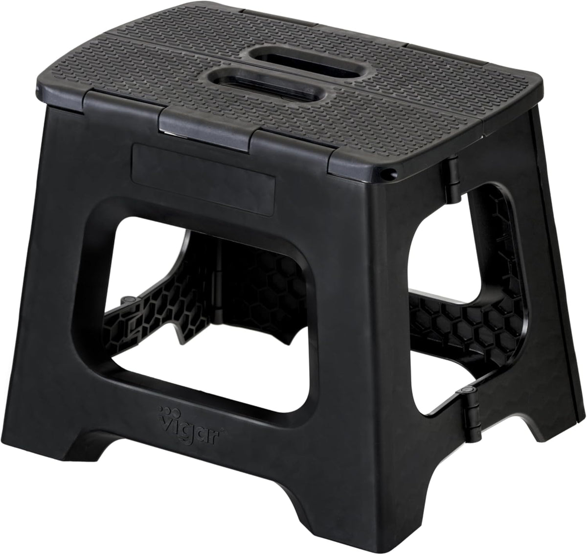 Vigar Compact Step Stool Foldable, 10-1/2-inch Step Stools for Adults up to 330 Pound, Lightweight Stool, Non-Slip Folding Step Stool, Black