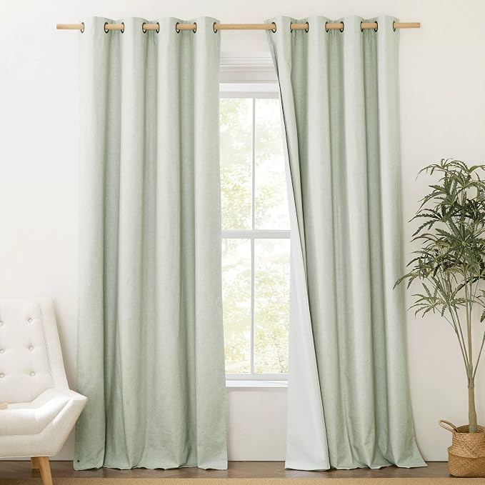 NICETOWN 100% Absolutely Blackout Linen Curtains