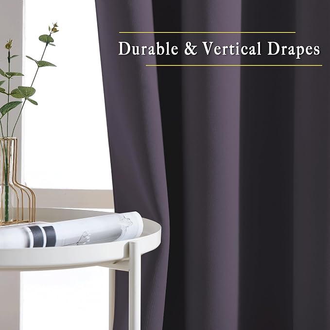 NICETOWN Greyish Purple Blackout Draperies Curtains